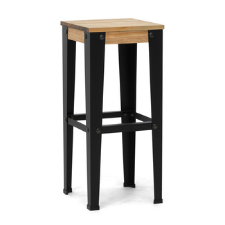 Taburete Lunds ECO Negro Madera de Pino Efecto Vintage Box Furniture