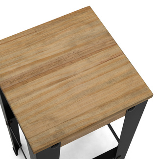 Taburete Lunds ECO Negro Madera de Pino Efecto Vintage Box Furniture
