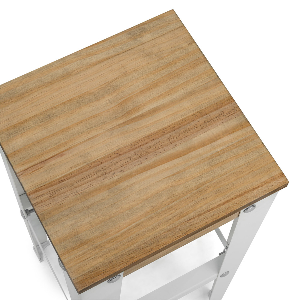 Taburete Lunds ECO Blanco Madera de Pino Efecto Vintage Box Furniture  