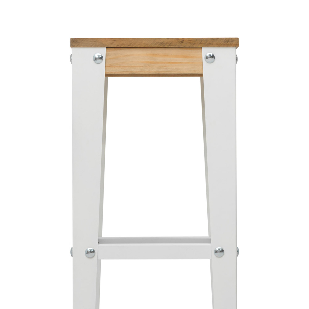 Taburete Lunds ECO Blanco Madera de Pino Efecto Vintage Box Furniture  