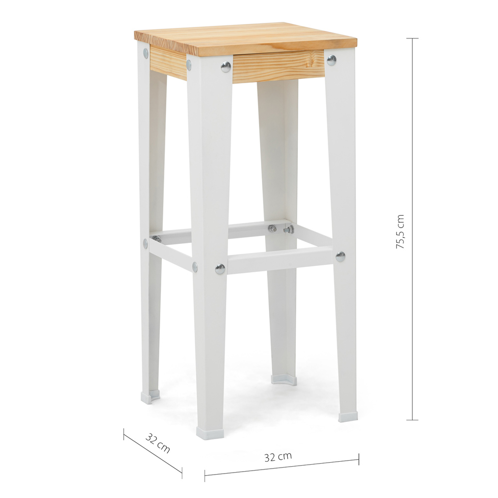 Taburete Lunds ECO Blanco Madera de Pino Natural Box Furniture 