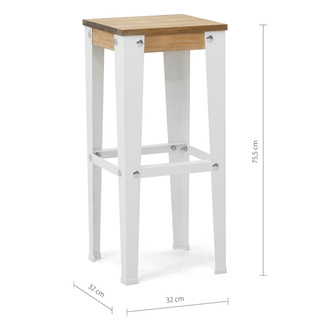 Taburete Lunds ECO Blanco Madera de Pino Efecto Vintage Box Furniture  