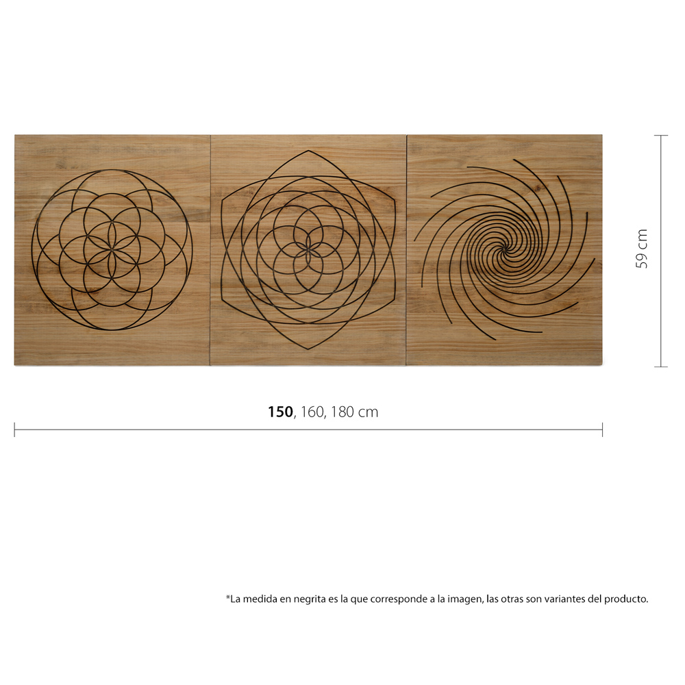 Cabecero Tríptico Aureo ECO de Madera de Pino Maciza Box Furniture