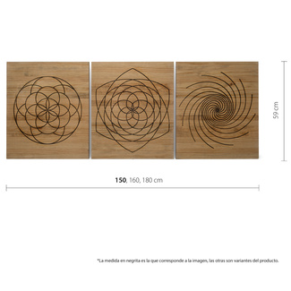 Cabecero Tríptico Aureo Separados ECO de Madera de Pino Box Furniture