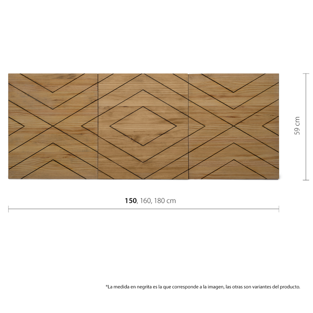 Cabecero Tríptico Rombos ECO de Madera de Pino Maciza Box Furniture
