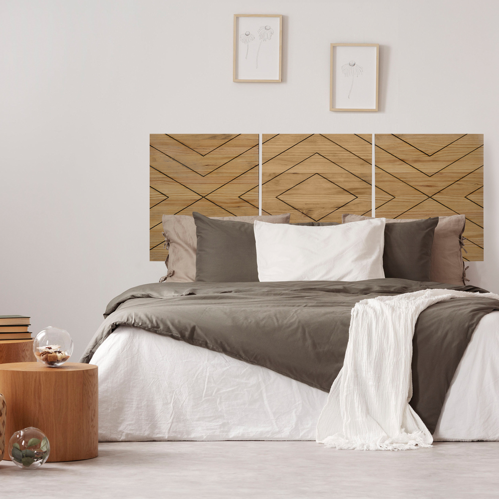 Cabecero Tríptico Rombos Separados ECO de Madera de Pino Box Furniture