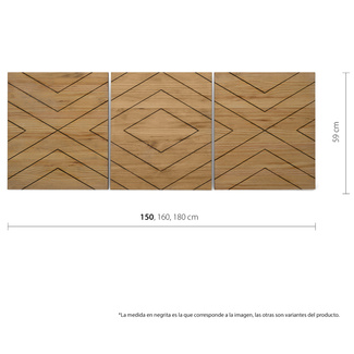 Cabecero Tríptico Rombos Separados ECO de Madera de Pino Box Furniture