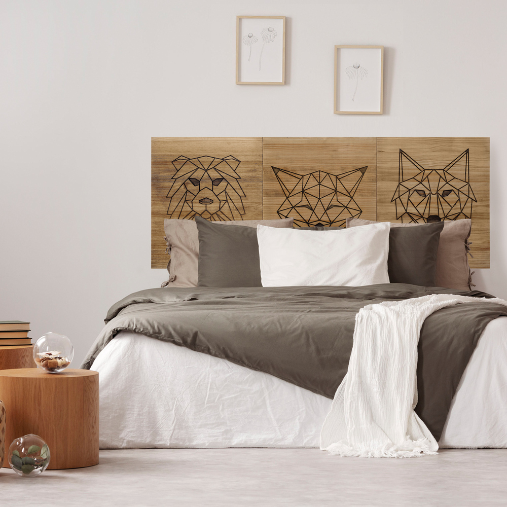 Cabecero Tríptico Animales Espirituales ECO de Madera de Pino Box Furniture