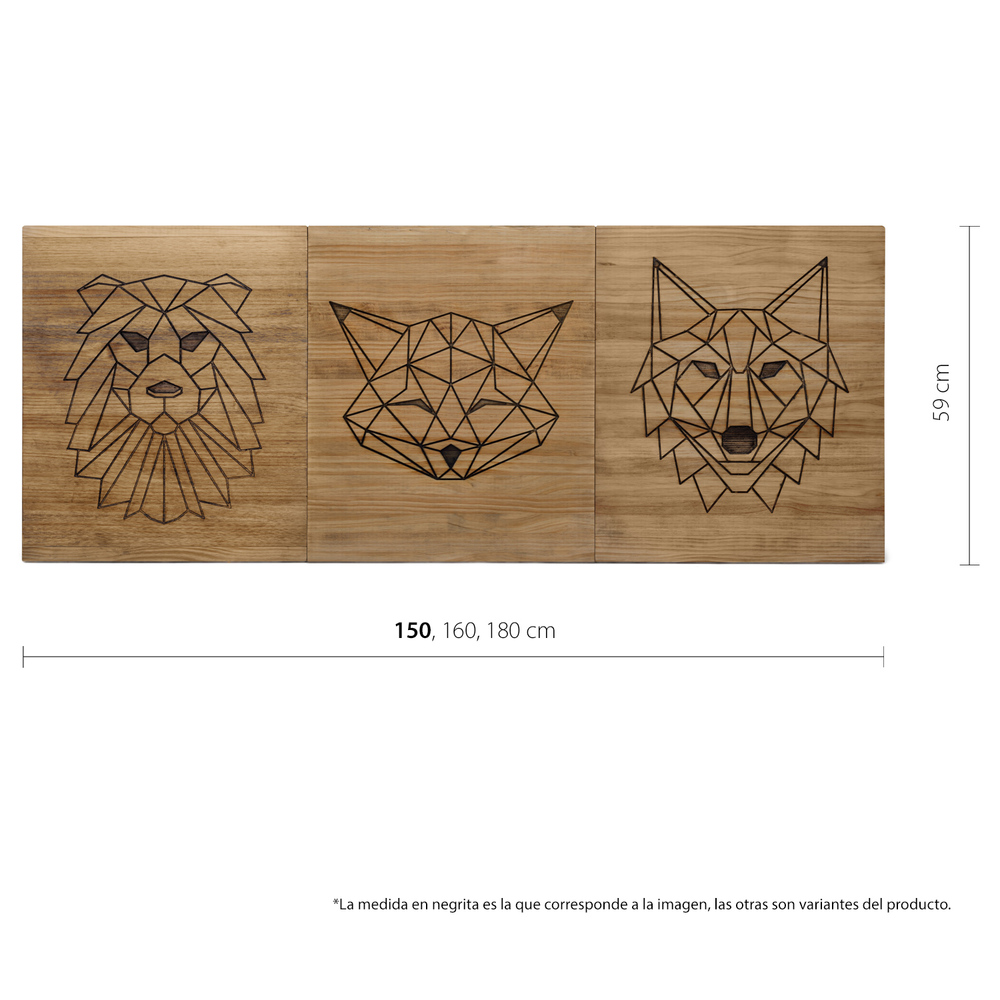 Cabecero Tríptico Animales Espirituales ECO de Madera de Pino Box Furniture