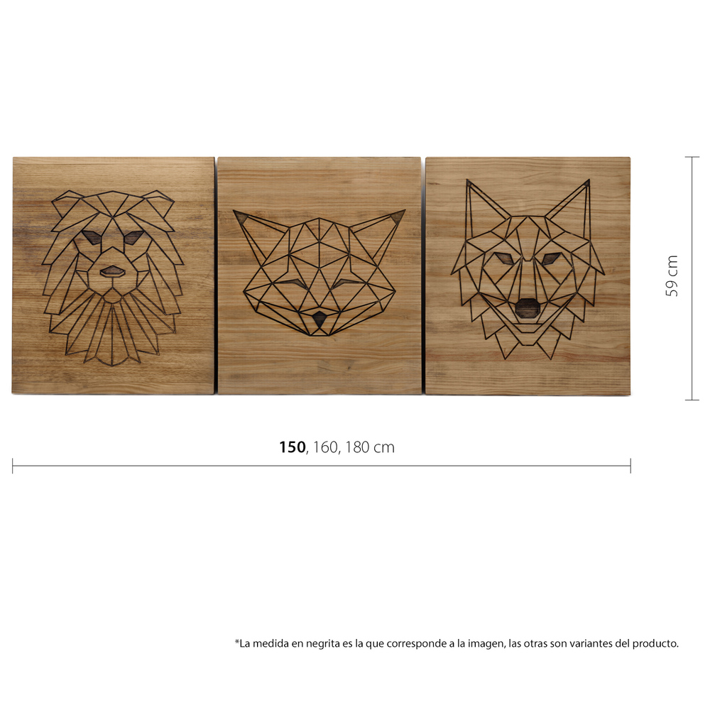 Cabecero Tríptico Animales Espirituales Separados ECO de Madera de Pino Box Furniture