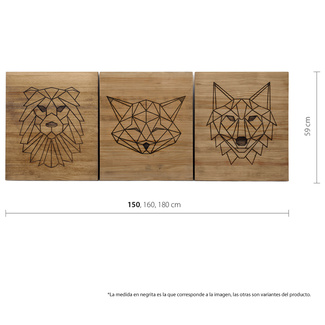 Cabecero Tríptico Animales Espirituales Separados ECO de Madera de Pino Box Furniture