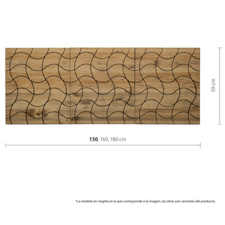 Cabecero Tríptico Ondas ECO de Madera de Pino Maciza Box Furniture
