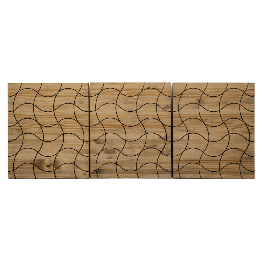 Cabecero Cama Tríptico Ondas Separados ECO de Madera de Pino Maciza Box Furniture