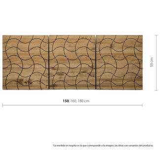 Cabecero Tríptico Ondas Separados ECO de Madera de Pino Maciza Box Furniture