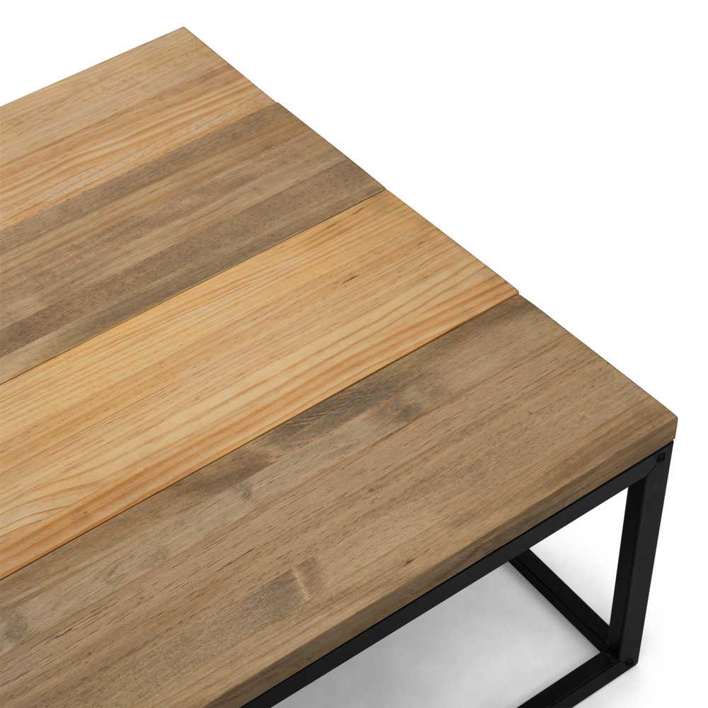 Mesa de Centro Preston Industrial ECO Negra 80x80x38 Madera Tricolor Box Furniture