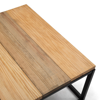 Mesa de Centro Preston Industrial ECO Negra 80x120x38 Madera Tricolor Box Furniture