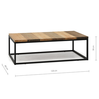 Mesa de Centro Preston Industrial ECO Negra 80x120x38 Madera Tricolor Box Furniture