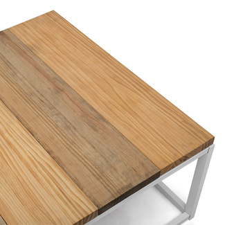 Mesa de Centro Preston Industrial ECO Blanca 80x120x38 Madera Tricolor Box Furniture