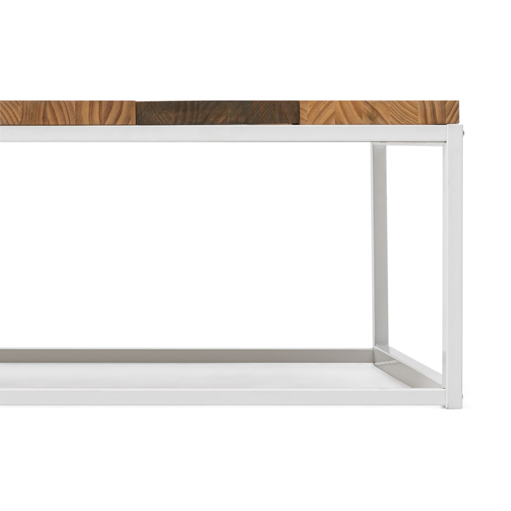 Mesa de Centro Preston Industrial ECO Blanca 80x120x38 Madera Tricolor Box Furniture