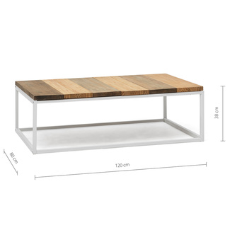 Mesa de Centro Preston Industrial ECO Blanca 80x120x38 Madera Tricolor Box Furniture