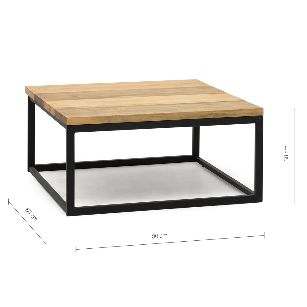 Mesa de Centro Preston Industrial ECO Negra 80x80x38 Madera Tricolor Box Furniture