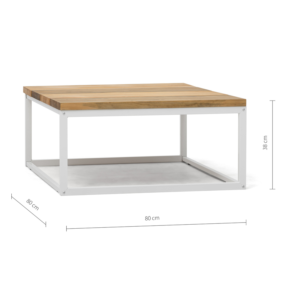 Mesa de Centro Preston Industrial ECO Blanca 80x80x38 Madera Tricolor Box Furniture 