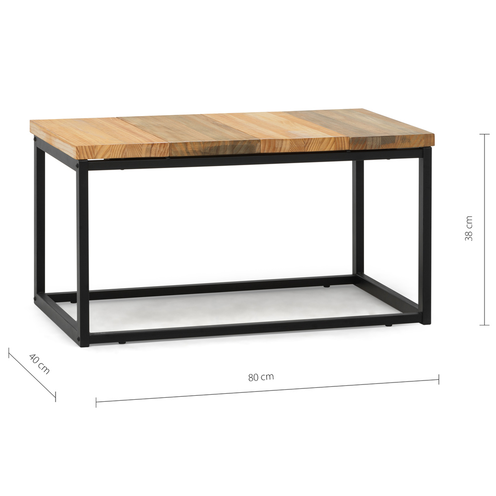 Mesa de Centro Preston Industrial ECO Negra 40x80x38 Madera Tricolor Box Furniture