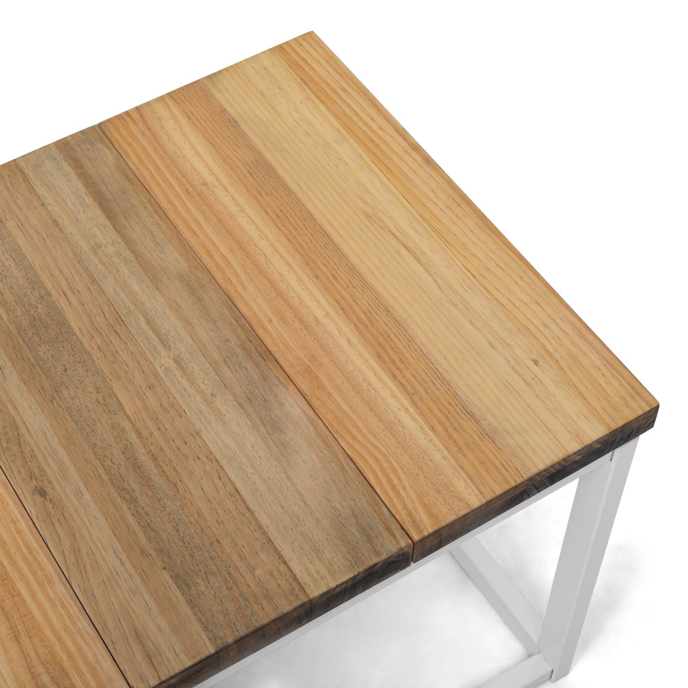 Mesa de Centro Preston Industrial ECO Blanca 40x80x38 Madera Tricolor Box Furniture 