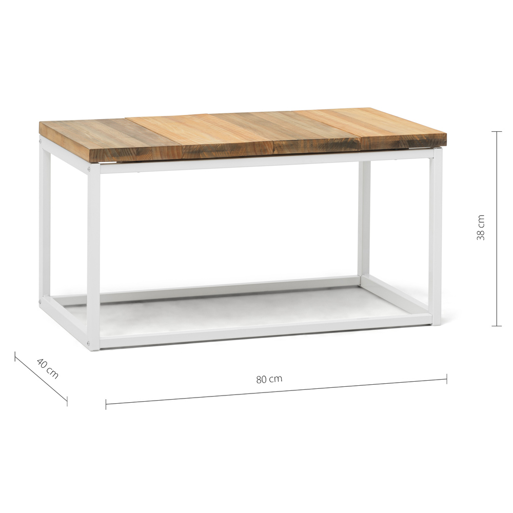 Mesa de Centro Preston Industrial ECO Blanca 40x80x38 Madera Tricolor Box Furniture 