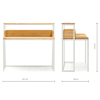 Mesa de Estudio Swindon ECO Industrial Blanca Madera Natural Box Furniture