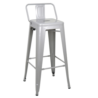 Pack4-Taburete Tudix Industrial con Respaldo Gris Plata