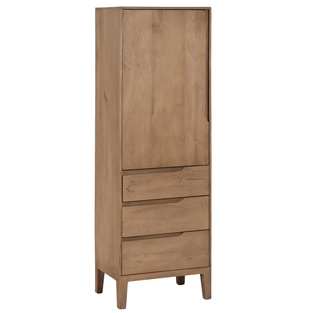 Mueble Auxiliar de Madera de Mango Natural 1 Puerta 44 x 60 x 180 cm 