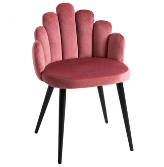 Silla Hanpe Tapizado de Terciopelo Patas Negras 42 x 48 x 77 cm 