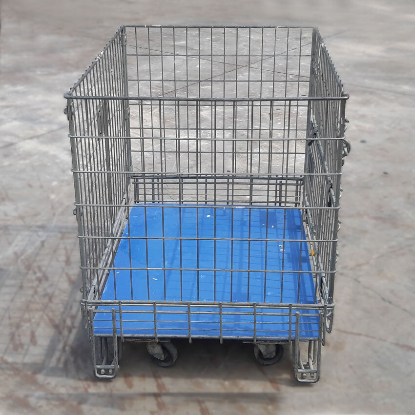 Jaula de Metal Plegable Usada con Ruedas 110 x 84 x 99 cm 