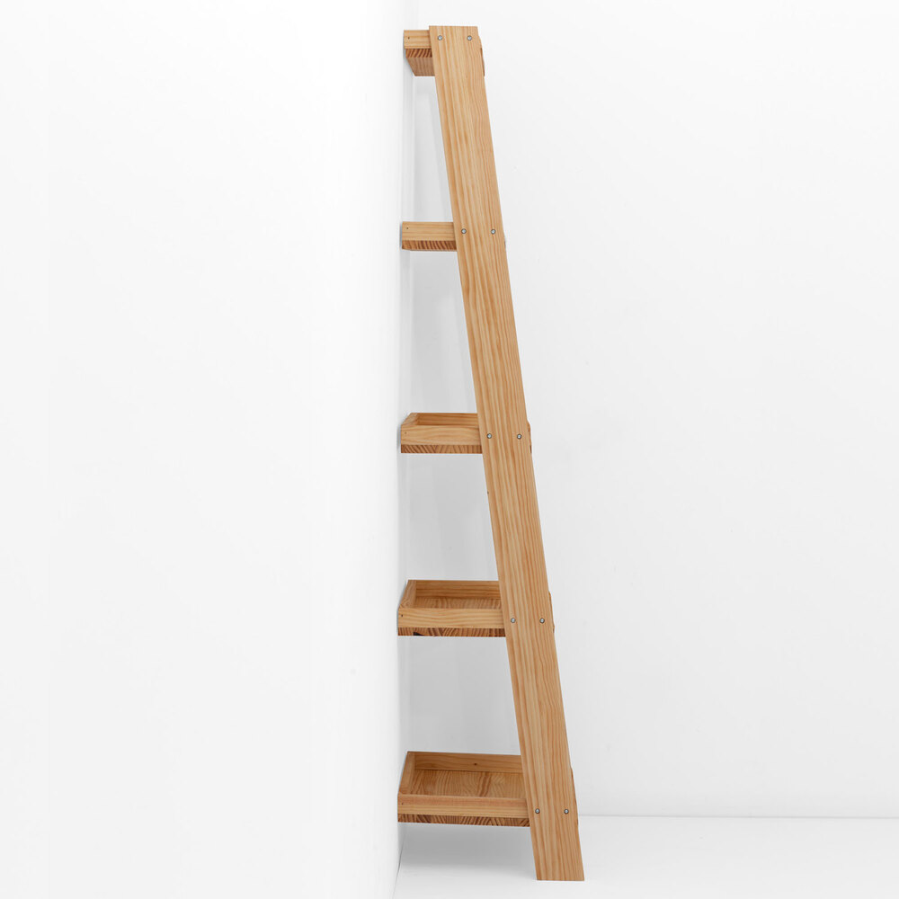 Estantería Decorativa en Escalera Leeds con Bandejas de Madera Marca Box Furniture