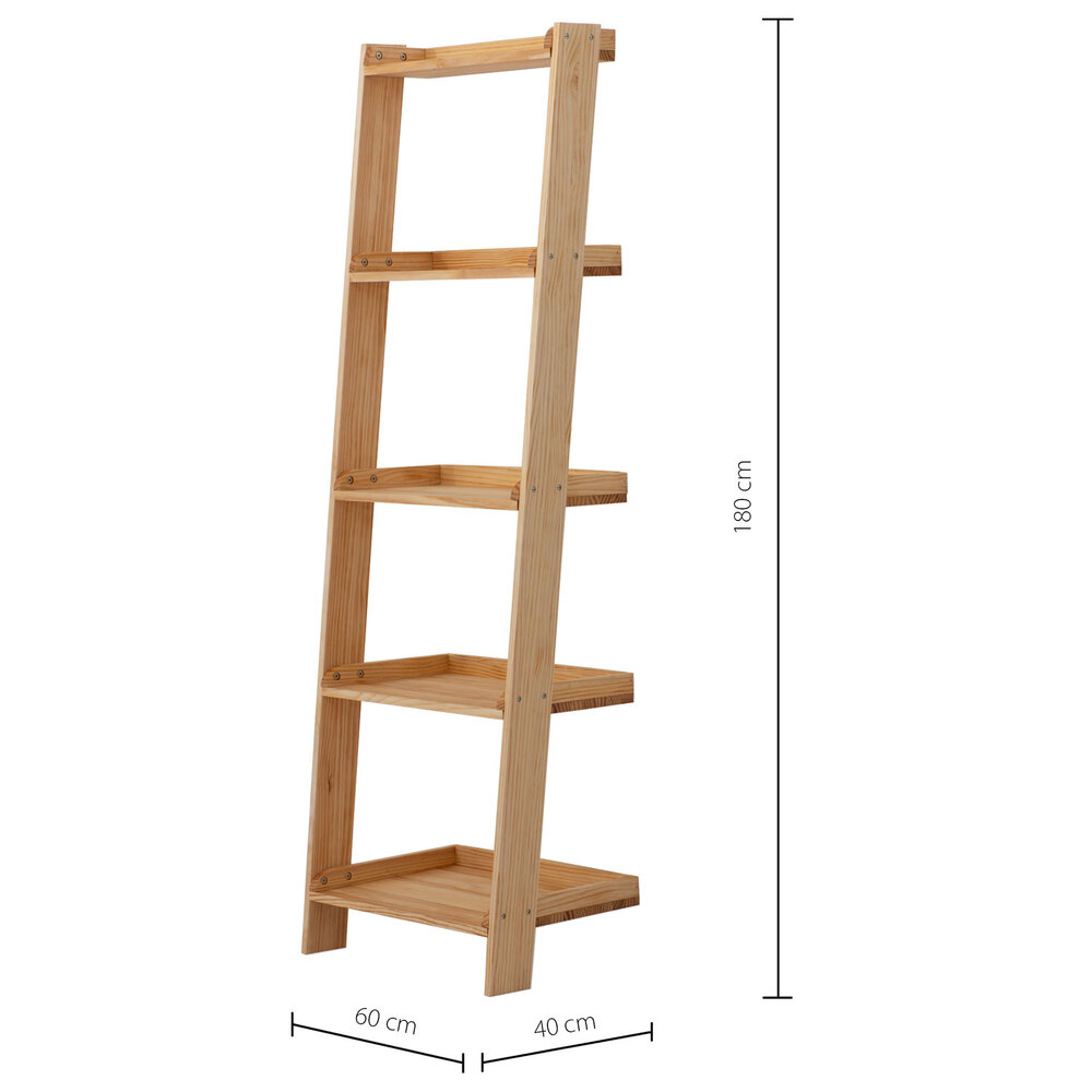 Estantería Decorativa en Escalera Leeds con Bandejas de Madera Marca Box Furniture
