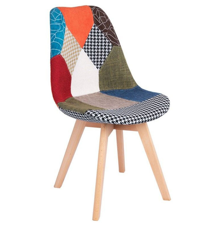 Silla Mona Patchwork Patas de Madera 43 x 47 x 82 cm
