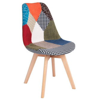 Silla Mona Patchwork Patas de Madera 43 x 47 x 82 cm