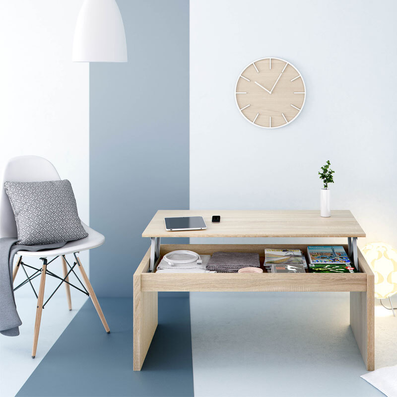 Mesa de Centro Elevable Attuale Blanco Brillo 