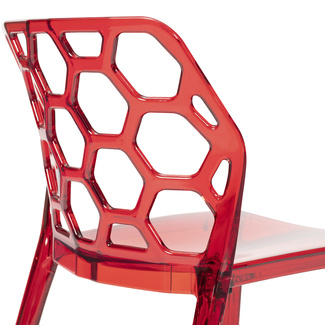 Pack 4 Sillas Apilables HoneyComb Plástico Traslucido Rojas 52 x 70 x 94 cm  
