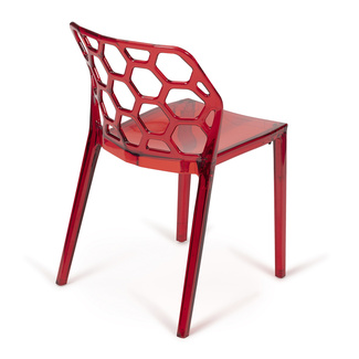 Pack 4 Sillas Apilables HoneyComb Plástico Traslucido Rojas 52 x 70 x 94 cm  