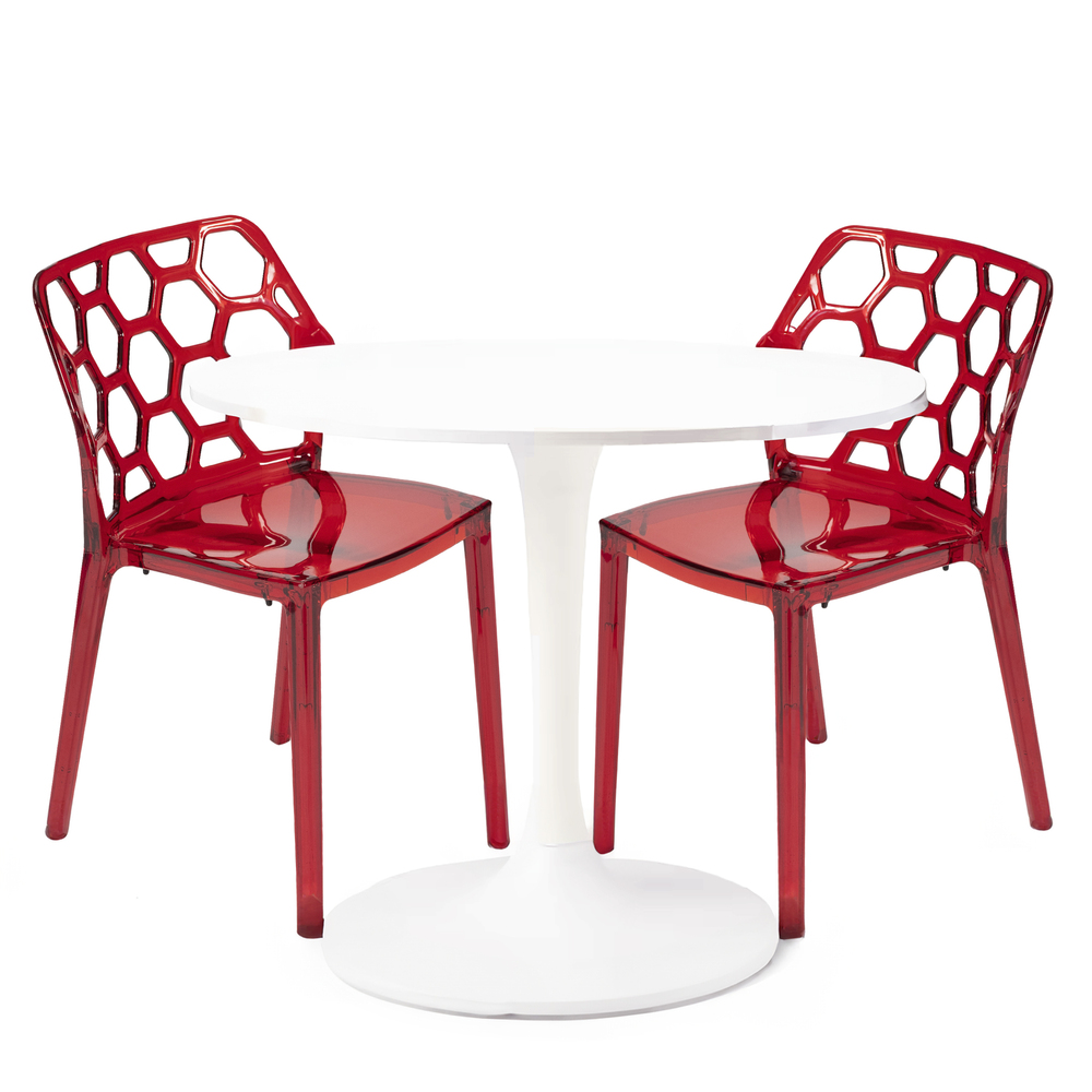 Pack 4 Sillas Apilables HoneyComb Plástico Traslucido Rojas 52 x 70 x 94 cm  