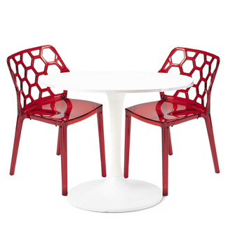 Pack 4 Sillas Apilables HoneyComb Plástico Traslucido Rojas 52 x 70 x 94 cm  