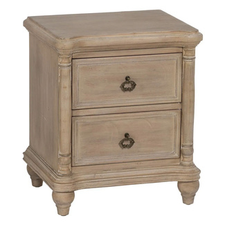 Mesita de Noche de Madera Natural 2 Cajones 38 x 48 x 56 cm