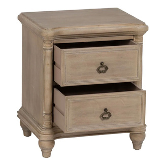 Mesita de Noche de Madera Natural 2 Cajones 38 x 48 x 56 cm