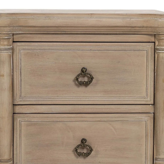 Mesita de Noche de Madera Natural 2 Cajones 38 x 48 x 56 cm