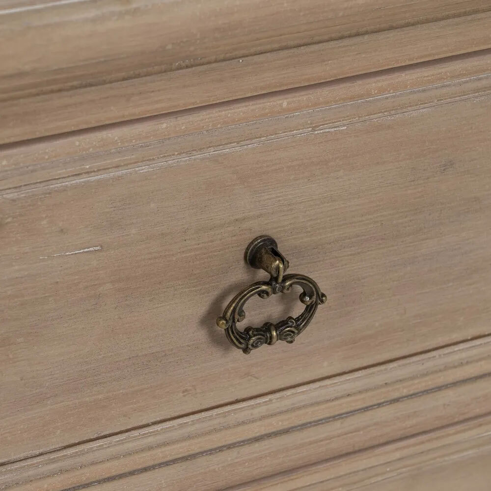 Mesita de Noche de Madera Natural 2 Cajones 38 x 48 x 56 cm