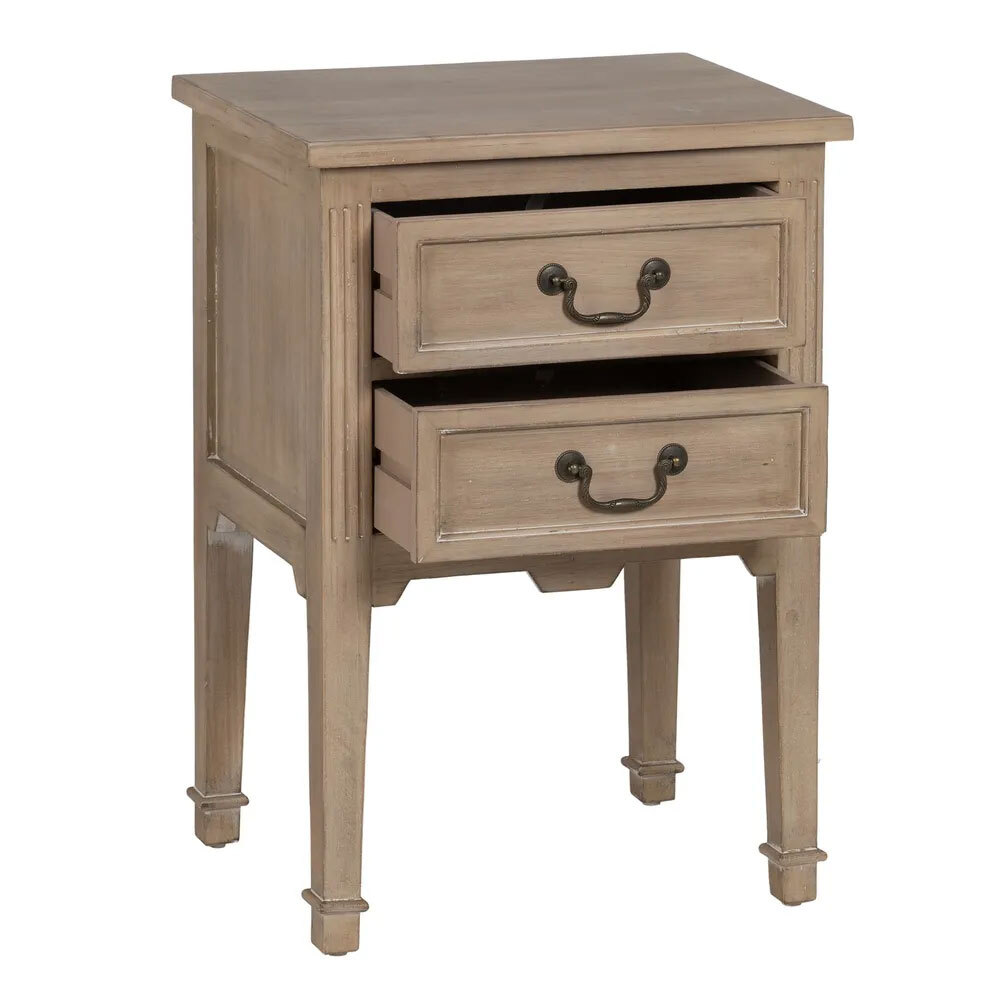 Mesita de Noche de Madera 2 Cajones 38 x 50 x 72 cm 