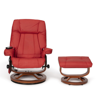 Sillón Reclinable con Vibración 2510 y Reposapiés en Piel Roja  