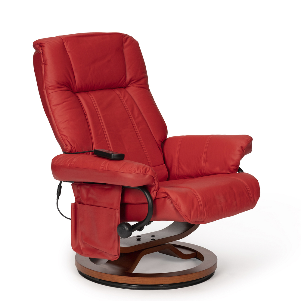Sillón Reclinable con Vibración 2510 y Reposapiés en Piel Roja  